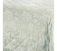 Dreams & Drapes Woven Cotton-Polyester Bedspread, Silver, 240 x 220 cm, Jacquard Floral Pattern, Quilted with Rope Border