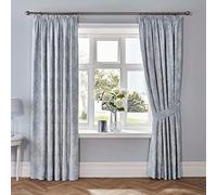 Dreams & Drapes Woven - Imelda - Jacquard Pair of Pencil Pleat Curtains With Tie-Backs - 66" Width x 72" Drop (168 x 183cm) in Duck Egg