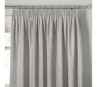 Dreams & Drapes Woven - Rosana - Jacquard Pair of Pencil Pleat Curtains With Tie-Backs - 66" Width x 72" Drop (168 x 183cm) Bed Size in Silver