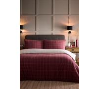 Dreams & Drapes 'Wynn' Check Print Brushed Cotton Duvet Cover Set in Burgundy | Size: Double Dreams & Drapes Burgundy Double