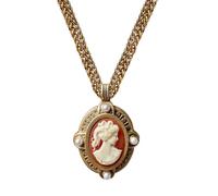 Dreams Mall Victorian Cameo Silhouette Necklace for Women, Vintage Cameos Jewelry Antique Art Deco Pendant Necklaces Earrings, Brass, No Gemstone