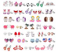 Dreamscape Delights: Hypoallergenic 33-Piece Earrings for Girls - Cute Animal Earrings for Teens, Birthday Gifts, Cubic Zirconia, Cubic Zirconia