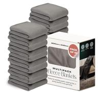 Dreamscene 10 x Plain Fleece Blankets Bulk Grey Throw, Soft Cosy Warm Throws for Sofas Bed Couch Settee Throws Wholesale Joblot Travel Garden Blanket King Size Bed Throw, Charcoal Grey - 200 x 240cm