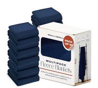 Dreamscene 10 x Plain Fleece Blankets Bulk Throws for Beds Double, Super Soft Cosy Warm Blanket Couch Settee Sofa Throws Wholesale Joblot Travel Garden Blanket Multipack, Navy - 150 x 200cm
