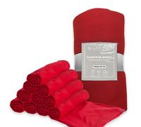 Dreamscene 10 x Plain Fleece Blankets Wholesale, Soft Cosy Warm Throws for Sofas Bed Couch Settee Blanket Multipack Joblot Travel Garden Blanket Single Bed Throw, Red - 120 x 150cm