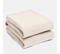Dreamscene 10 x Plain Fleece Blankets Wholesale, Soft Cosy Warm Throws for Sofas Bed Couch Settee Blanket Multipack Joblot Travel Garden Blanket Single Bed Throw, Natural - 120 x 150cm