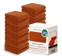 Dreamscene 10 x Plain Fleece Blankets Wholesale, Soft Cosy Warm Throws for Sofas Bed Couch Settee Blanket Multipack Joblot Travel Garden Blanket Single Bed Throw, Rust - 120 x 150cm