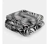 Dreamscene 10 x Throw Blankets Fleece, Black/White Leaf Travel Camping Comfy Fleece Throw Wholesale Blankets Joblot Ultra Soft Throw Warm Blankets for Living Room Bedroom, 120 x 150cm