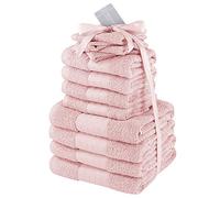 Dreamscene 12 Piece Luxury Towel Bale Set 100% Cotton Soft Bath Hand Face Set - Blush Pink Heather