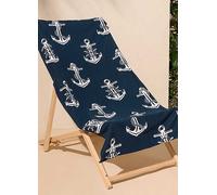 Dreamscene Anchor Print Beach Towel Navy