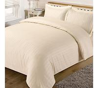 Dreamscene Beautiful Satin Stripe Duvet Bedding Set, Cream, Single, 135 x 1 x 200 cm
