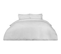 Dreamscene Beautiful Satin Stripe Duvet Bedding Set, White, Super King