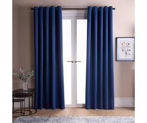 Dreamscene Bedroom Blackout Curtains Blue Eyelet, Thermal Modern Decorative Curtain for Living Room Bedroom Home Insulated Summer Winter Soft Curtains, 66x54”