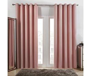 Dreamscene Bedroom Blackout Curtains Pink Eyelet, Thermal Modern Decorative Curtain for Living Room Bedroom Home Insulated Summer Winter Soft Curtains, 66x54”
