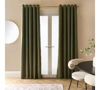 Dreamscene Blackout Curtains Bedroom 2 Panels, Super Soft Thermal Insulated Eyelet Curtain Decorative Winter Summer Olive Green Curtains for Living Room 90" x 90"