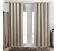 Dreamscene Blackout Curtains Eyelet, Soft Natural Curtain for Living Room Bedroom Office Modern Decorative Extra Wide Curtains for Winter, 90x90”