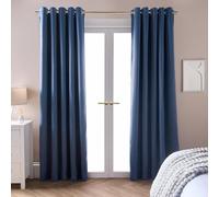 Dreamscene Blackout Curtains for Bedroom 90" x 90", Super Soft Thermal Insulated Curtain Decorative Winter Summer Blackout Eyelet Curtains for Living Room 2 Panels, Arctic Blue