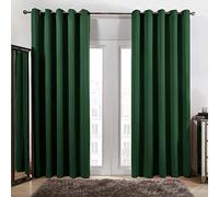 Dreamscene Blackout Green Curtains 2 Panels, Super Soft Thermal Insulated Blackout Curtains for Bedroom Living Room Energy Saving Eyelet Curtain, 66" x 72"