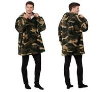 Dreamscene Camo Oversized Hoodie Blanket Ultra Soft Plush Sherpa Fleece Wearable Warm Hooded Throw Cosy Giant Sweatshirt - Green Khaki
