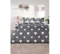 Dreamscene Charcoal Heart Print Duvet Cover Set Charcoal