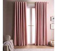 Dreamscene Curtains Pink Eyelet, Enery Saving Curtains for Winter Blackout Thermal Long Curtain for Living Room Bedroom Soft Modern 2 Panels, 66x90