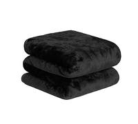Dreamscene Double Fleece Blanket for Bed, Luxurious Black Faux Fur Mink Fleece Throw Blanket Super Soft Warm Lightweight Sofa Throw Blanket Bedspread, 150 x 200cm