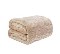 Dreamscene Fleece Blanket Beige Throw, Soft Cosy Warm Honeycomb Waffle Mink Faux Fur Throws Lightweight Fluffy Bed Throw King Size Winter Throw Blanket, 200 x 240cm
