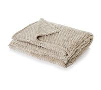 Dreamscene Fleece Blanket Beige Throw, Soft Cosy Warm Throws for Sofas Honeycomb Waffle Mink Faux Fur Blanket for Bed Sofa Settee Fluffy Single Bed Throw, 125 x 150cm