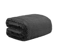 Dreamscene Fleece Blanket Black Throw, Soft Cosy Warm Blanket Honeycomb Waffle Throws for Sofas Bed Settee Faux Fur Throws Lightweight Fluffy Single Bed Throw, 125 x 150cm