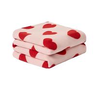 Dreamscene Fleece Blanket Hearts, Gifts for Women Super Soft Cosy Warm Polar Throws for Sofas Bed Couch Settee Travel Fluffy Blanket Single Bed Throw All Seasons, Pink/Red - 120 x 150cm