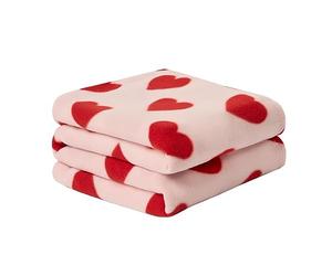 Dreamscene Fleece Blanket Hearts, Gifts for Women Super Soft Cosy Warm Polar Throws for Sofas Bed Couch Settee Travel Fluffy Blanket Single Bed Throw All Seasons, Pink/Red - 120 x 150cm