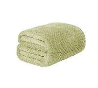Dreamscene Fleece Blanket Sage Green Throw, Soft Cosy Warm Blanket Honeycomb Waffle Throws for Sofas Bed Settee Faux Fur Throws Lightweight Fluffy Bed Throw Double Size, 150 x 200cm