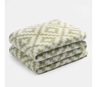 Dreamscene Fleece Throw Blanket Fleece Geometric Tile Print Throw, Soft Cosy Warm Fabric Geometric Tile Design Fleece Throw For Bed Sofa Living Room, Sage - 120 x 150cm