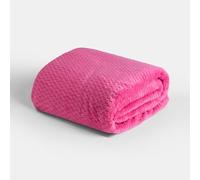 Dreamscene Fleece Throw Blanket for Bed, Soft Cosy Warm Honeycomb Waffle Large Throws for Sofas Lightweight Faux Fur Travel Bed Throws King Size, Hot Pink - 200 x 240cm