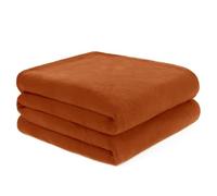 Dreamscene Fleece Throw Blanket for Bed, Soft Warm Cosy Plain Burnt Orange Throw Over Sofa Outdoor Blanket Lightweight Fluffy Single Fleece Blankets, 120 x 150cm