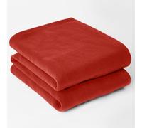 Warm Plain Fleece Throw Over Bed Blanket Dreamscene Red 120cm x 150cm