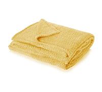 Waffle Honeycomb Mink Throw - Ochre Yellow / 150cm