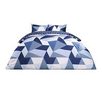 Dreamscene Geometric Shapes Single Duvet Cover Set with Pillowcase, Soft Comfy Breathable Polycotton, Quilt Covers Bedding Set, Lightweight Non-Fading, Navy Blue - 135 x 200cm