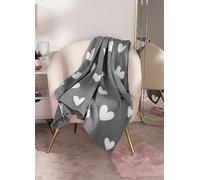 Dreamscene Heart Print Polar Fleece Throw Charcoal