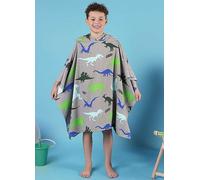 Dreamscene Kids Dinosaur Printed Hooded Poncho Beach Towel Grey