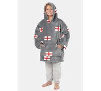 Dreamscene Kids England Flag Printed Hooded Fleece Blanket Charcoal