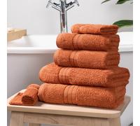 Brentfords Bathroom Towel Bales Burnt Orange, Super Soft 100% Cotton Hand Towels Bathroom Essentials Highly Absorbent Bath Towels Face Cloths, 6 Piece