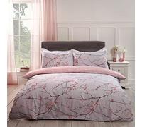 Dreamscene Pink Bedding Double Duvet Set, Reversible Spring Blossom Bedding Double Bed Set Super Soft Cosy Warm Polycotton Duvet Cover Luxury Comfy Quilt Cover with Pillowcases, Blush Pink