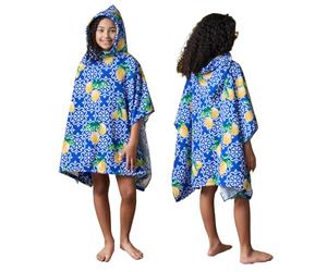 Dreamscene Poncho Towel for Kids, Soft Absorbent Beach Changing Robe For Boys & Girls Stylish Lemon Print Hooded Towel Quick Dry Lightweight Swimming Towel, Blue