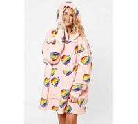 Dreamscene Rainbow Hearts Hoodie Blanket Blush