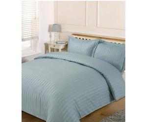 Dreamscene Satin Stripe Beautiful Soft Fresh Comfortable Simple Eyecatching Duvet Cover Bedding Set, Duck Egg Blue - King