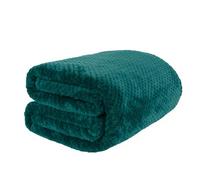 Dreamscene Sofa Throw Blanket, Soft Cosy Warm Honeycomb Waffle Blanket for Bed Lightweight Fleece Throw Fluffy Faux Fur King Size Bed Throws, Teal Blue - 200 x 240cm