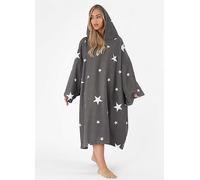 Dreamscene Star Printed Hooded Poncho Beach Towel Charcoal