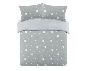 Dreamscene Star Printed Patterned Thermal Teddy Fleece Duvet Cover Quilt with Pillowcase Soft Warm Fluffy Bedding Set, Blush Pink / White - King