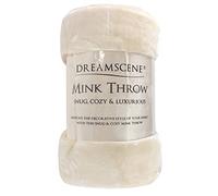 Dreamscene Throw Blanket for Bed, Luxury Cream Faux Fur Mink Fleece Throw Blanket Super Soft Warm Cosy Throw Over Sofa Fluffy Lightweight King Size Bedspread, 200 x 240cm